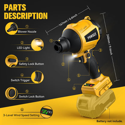 Cordless Dust Blower for Dewalt Battery - Powset